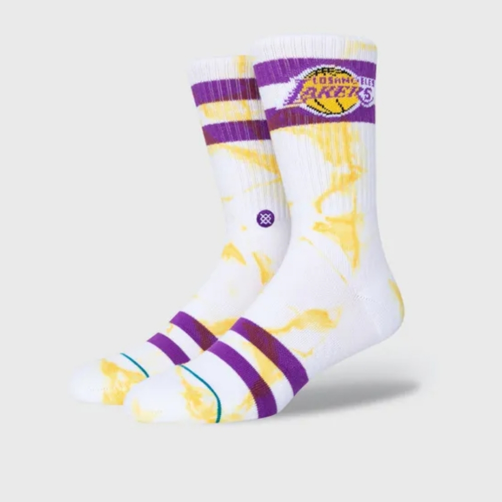 NWT Men's Los Angeles Lakers Tie Dye Stance Crew Socks - Picture 5 of 15